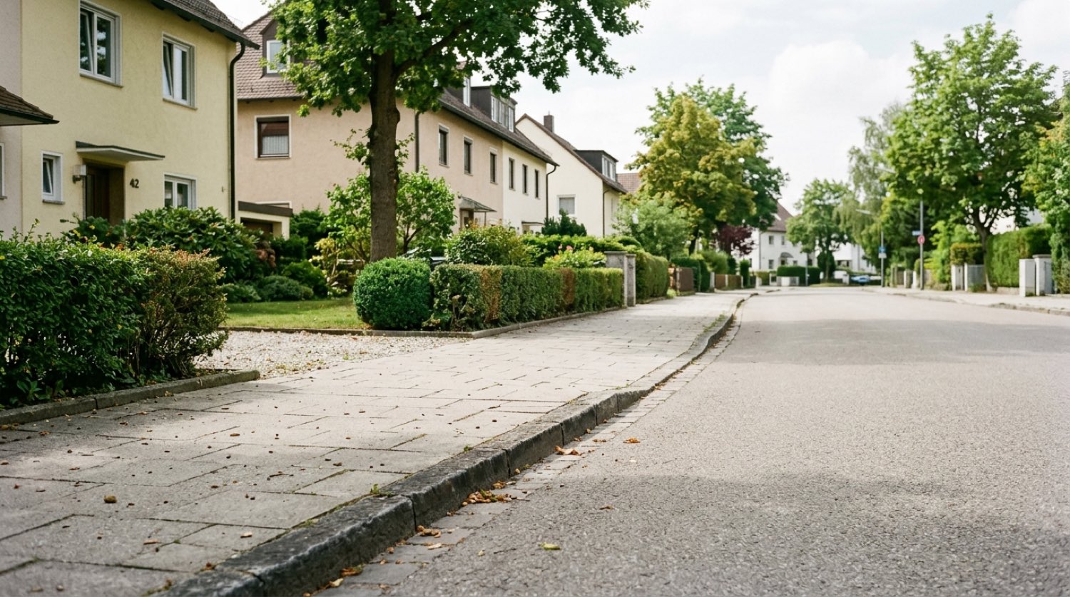 Besenrein hinterlassener Gehweg nach der Sperrmüllabholung in Braunschweig